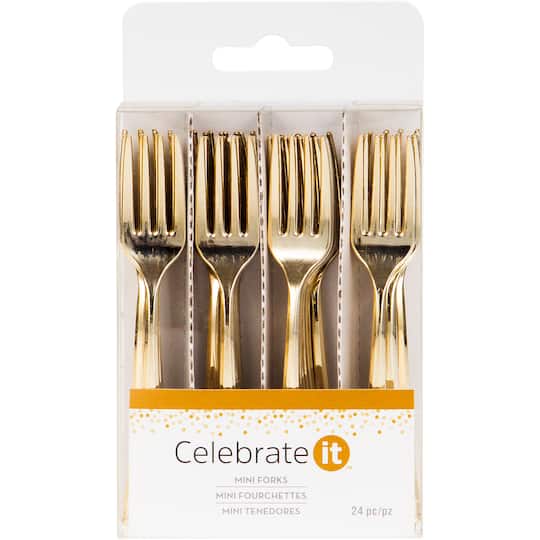 Gold Mini Forks by Celebrate It™, 24ct.